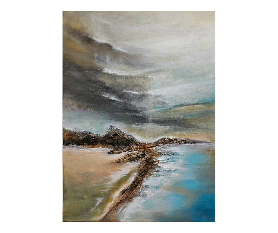 Cichy blask, obraz w technice mieszanej 80 x 60